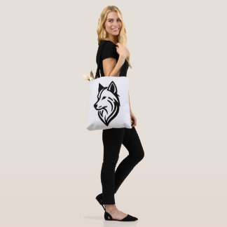 Minimalistische Wolf Face Silhouette Tote Bag