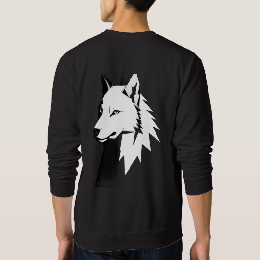 Minimalistische wolfskunst heren pullover  (Achterkant)