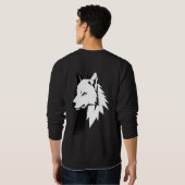 Minimalistische wolfskunst heren pullover  (Achterkant volledig)