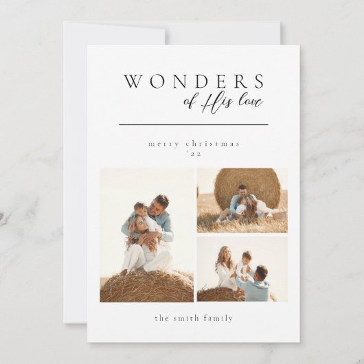 Minimalistische wonderen van zijn liefdeskerstfoto feestdagenkaart (Voorkant)