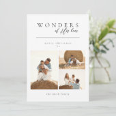 Minimalistische wonderen van zijn liefdeskerstfoto feestdagenkaart (Staand voorkant)