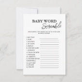 Minimalistische woord scramble baby shower spel ka kaart (Voorkant)