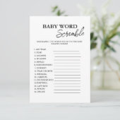 Minimalistische woord scramble baby shower spel ka kaart (Staand voorkant)
