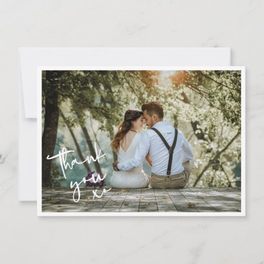 Minimalistische XO Weddenfoto Hartelijk dank Bedankkaart (Voorkant)