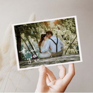 Minimalistische XO Weddenfoto Hartelijk dank Bedankkaart