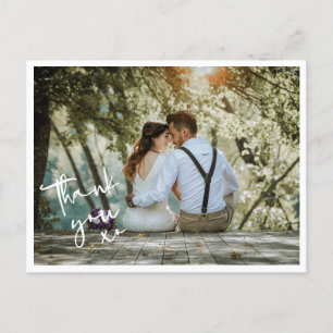 Minimalistische XO Weddenfoto Hartelijk dank Briefkaart