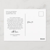 Minimalistische XO Weddenfoto Hartelijk dank Briefkaart (Achterkant)