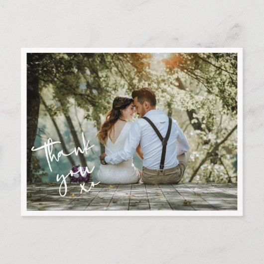 Minimalistische XO Weddenfoto Hartelijk dank Briefkaart (Voorkant)