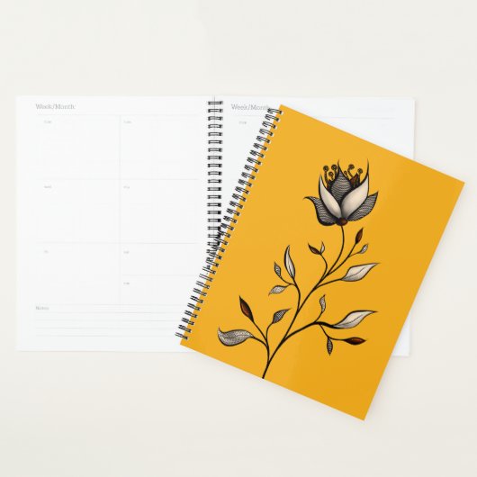 Minimalistische Yellow Flower Abstracte kunst Planner (Display)