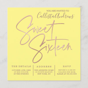 Minimalistische Yellow Rose Gold Typografie Sweet  Kaart