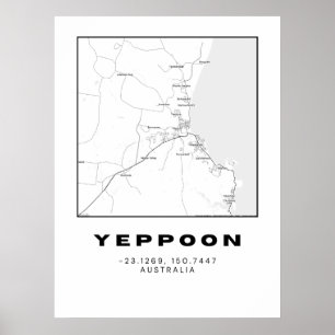 Minimalistische Yeppoon-kaart met coördinaten Poster