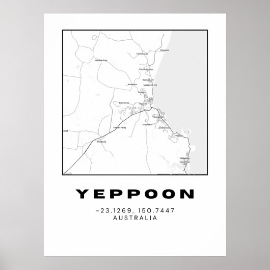 Minimalistische Yeppoon-kaart met coördinaten | Poster (Voorkant)