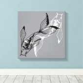 Minimalistische Yin Yang Koi Vis Canvas Print (Insitu (Houten vloer))
