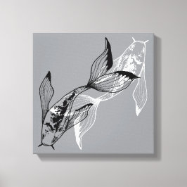 Minimalistische Yin Yang Koi Vis Canvas Print