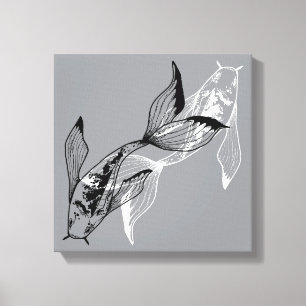 Minimalistische Yin Yang Koi Vis Canvas Print