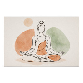 Minimalistische Yoga Meditatie Glanzende Poster
