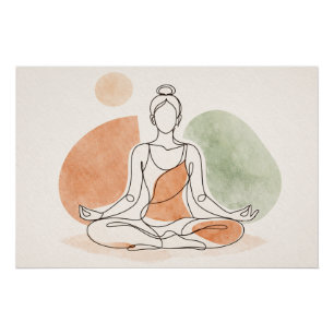 Minimalistische Yoga Meditatie Glanzende Poster