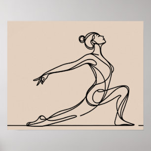 Minimalistische Yoga Meisje - Line Art Poster