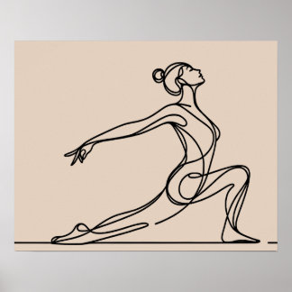 Minimalistische Yoga Meisje - Line Art Poster