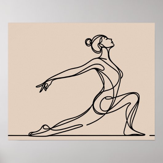 Minimalistische Yoga Meisje - Line Art Poster (Voorkant)