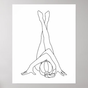 Minimalistische Yoga Pose One Line Tekening Poster