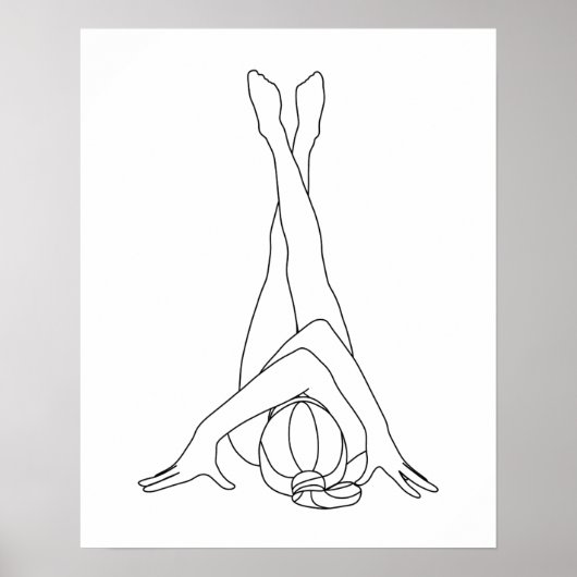 Minimalistische Yoga Pose One Line Tekening Poster (Voorkant)