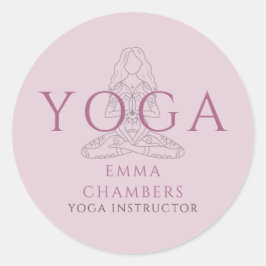 Minimalistische yogadocent lotushouding illustrati ronde sticker