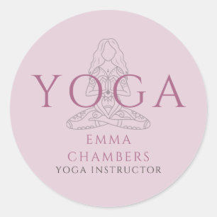Minimalistische yogadocent lotushouding illustrati ronde sticker