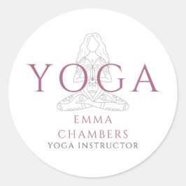 Minimalistische yogadocent lotushouding illustrati ronde sticker
