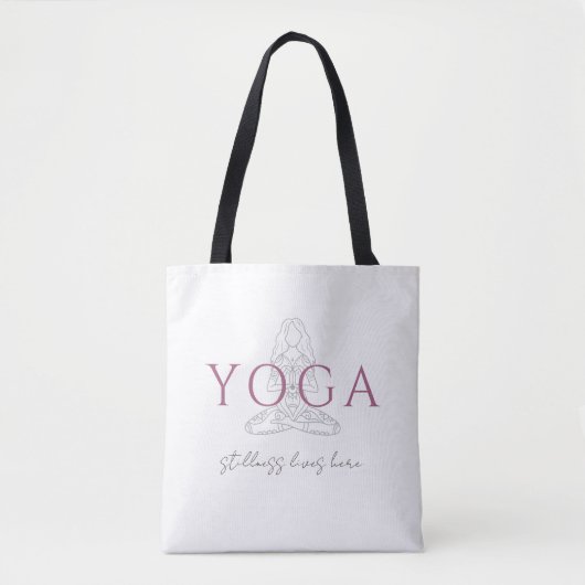Minimalistische yogadocent lotushouding illustrati tote bag (Voorkant)