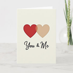 Minimalistische You And Me Hartjes Kaart