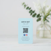 Minimalistische zachte blauwe QR code verbind met Visitekaartje (Staand voorkant)