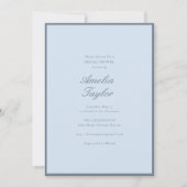 Minimalistische zachte blauwe script klassieke bru kaart (Voorkant)