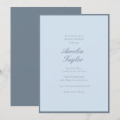 Minimalistische zachte blauwe script klassieke bru kaart (Voorkant / Achterkant)