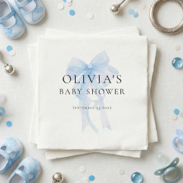 Minimalistische zachte blauwe strik babyshower servet
