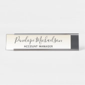 Minimalistische Zachte Gouden Geel en Wit Bureau Naambordje (Voorkant)