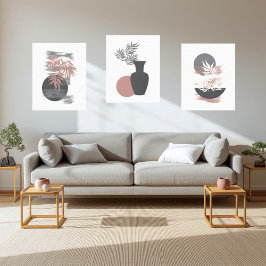 Minimalistische zachte grijzen en roze canvas wand afdruk