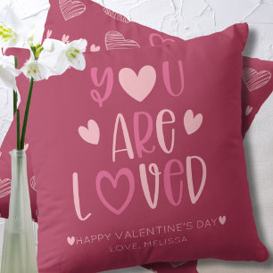 Minimalistische zachte magenta je bent geliefd Val Kussen