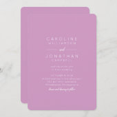 Minimalistische zachte Paarse elegante moderne bru Kaart (Voorkant / Achterkant)