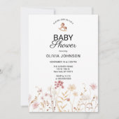 Minimalistische zachte roze bloemen baby shower kaart (Voorkant)