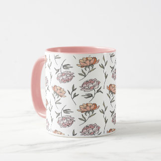 Minimalistische zachte roze bloemige botanische sc mok