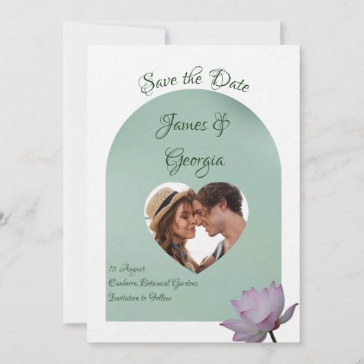 Minimalistische zachte roze en groene lotus slaan  kaart (Voorkant)