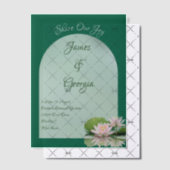Minimalistische Zachte Roze & Groene Lotus Wedding Vellum Uitnodigingen (Offset (Uitnodiging))
