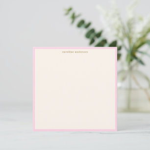 Minimalistische zachte roze rand gepersonaliseerde notitiekaartje