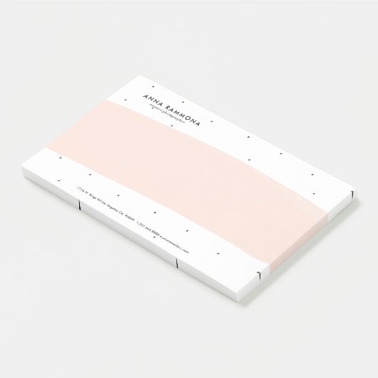 Minimalistische zachte roze & witte penseelstreken post-it® notes (Schuin)