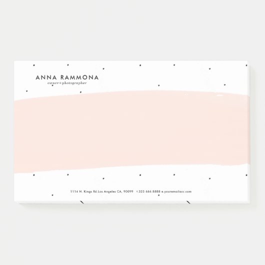 Minimalistische zachte roze & witte penseelstreken post-it® notes (Voorkant)