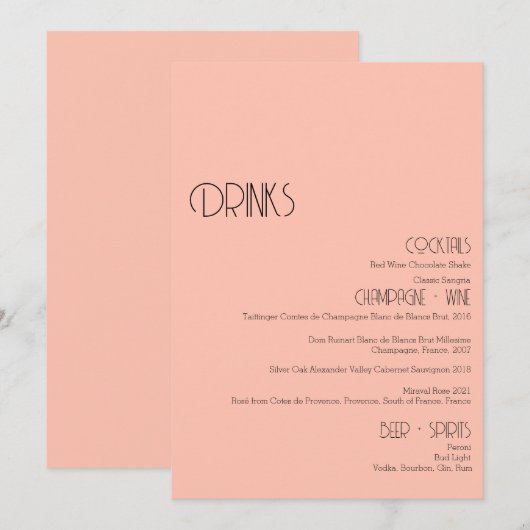 Minimalistische Zachte Weg Drinken van de Bar van  Menu (Voorkant / Achterkant)