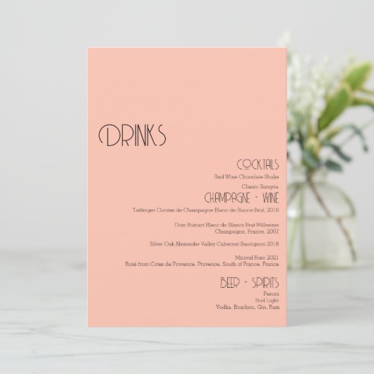 Minimalistische Zachte Weg Drinken van de Bar van  Menu (Staand voorkant)