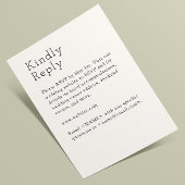 Minimalistische zachte witte bruiloft RSVP kaartje