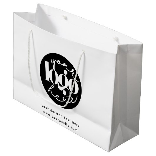 Minimalistische Zakelijke Aangepaste Logo Groot Cadeauzakje (Voorkant Gekanteld)